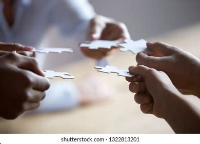 Close Members Multiracial Team Holding White Stock Photo