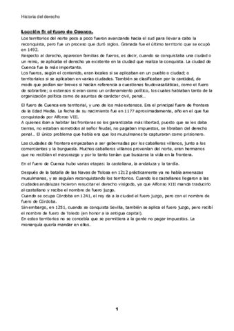 Historia Del Derecho Leccion 5 El Fuero De Cuenca Pdf