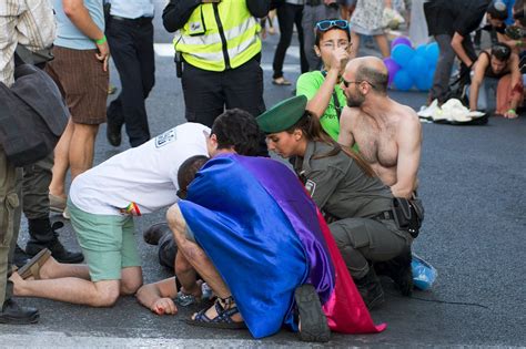 Shocking Moment Six People Stabbed At Jewish Gay Pride March Mirror Online