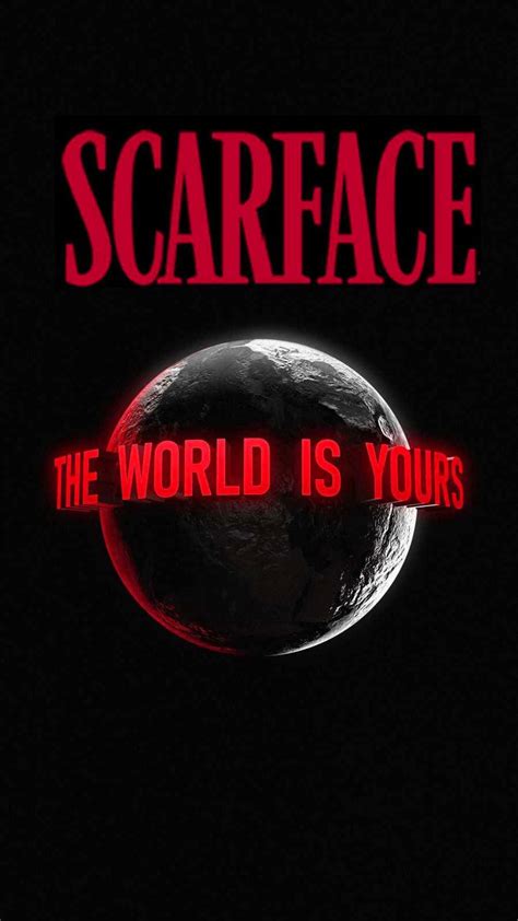 The Poster For Scarface Which Features An Image Of A Planet With Red