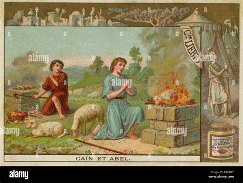 Cain And Abel Offering Their Sacrifices To God Liebig Card Bible
