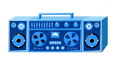 Premium Vector Old Isometry Retro Blue Vintage Music Cassette Tape Recorder With Magnetic Tape