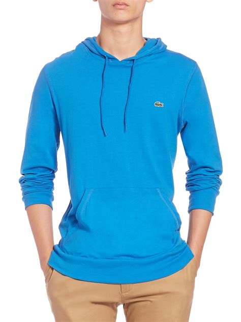 Lacoste Cotton Pullover Hoodie In Blue For Men Lyst