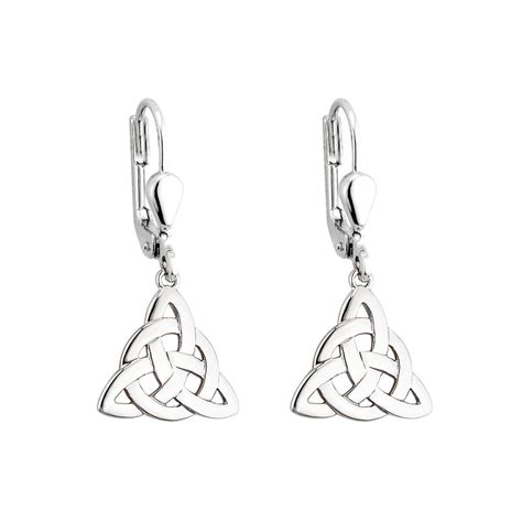 Silver Trinity Knot Lever Back Earrings Celtic Cross Online