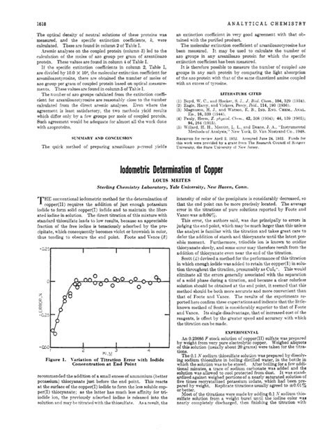 Iodometric Determination of Copper | PDF | Chemistry | Titration