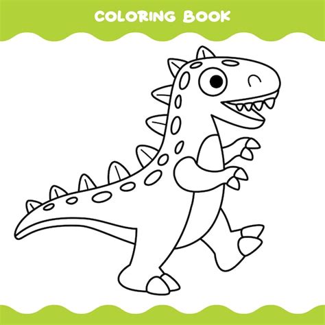 P Gina Para Colorear Con Dinosaurio De Dibujos Animados Vector Premium