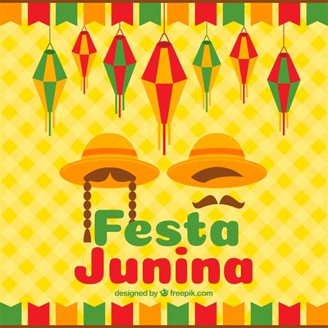 Fondo De Fiesta Junina Con Sombreros Planos Vector Gratis