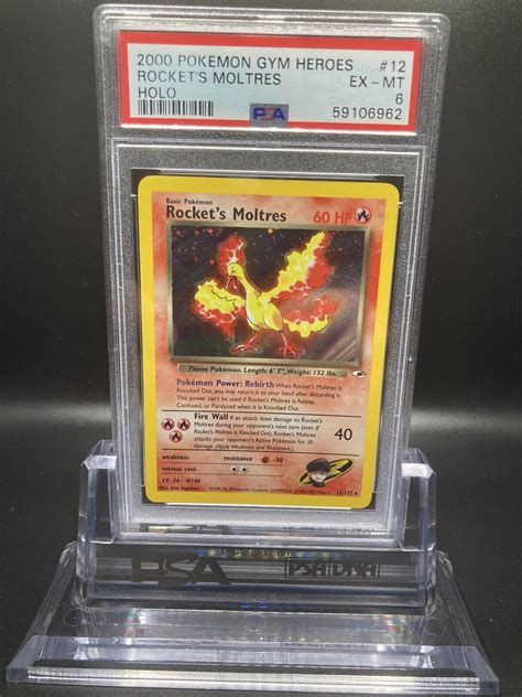 Pokemon Card TCG 2000 Gym Heroes ROCKET S MOLTRES Holo 12 132 PSA 6