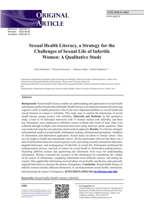 Pdf Sexual Health Literacy A Strategy For The Challenges Of Sexual