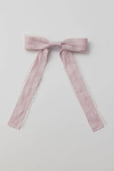 Femme Hair Bow In Lace Trimmed Satin Complete With A Barrette Backing