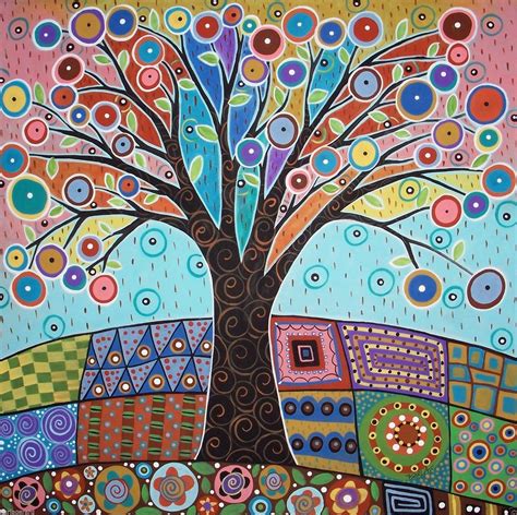 Rug Hooking Paper Pattern Colored Tree Folk Art Primitive Abstract