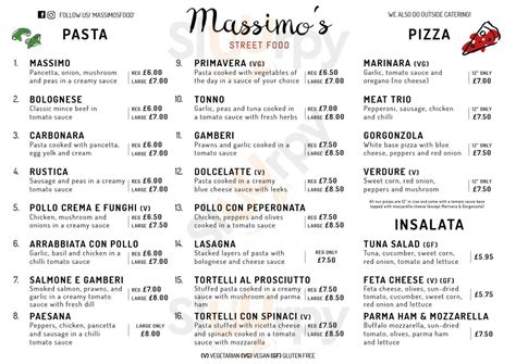 Massimo's menù, Syston - Main Menu | Sluurpy