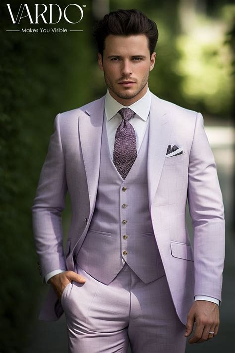 Gentleman S Light Purple Three Piece Suit Stylish Men S Wedding Attire