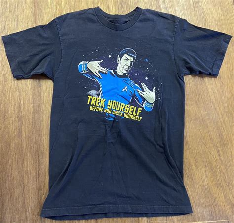 Star Trek Trek Yourself Before Your Wreck Yourself Spock Graphic Tee Gray Medium Ebay