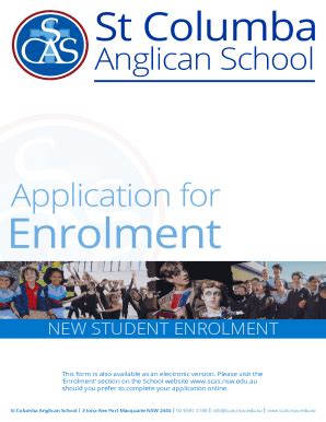 Fillable Online St Columba Anglican School Enrolment Application Fax