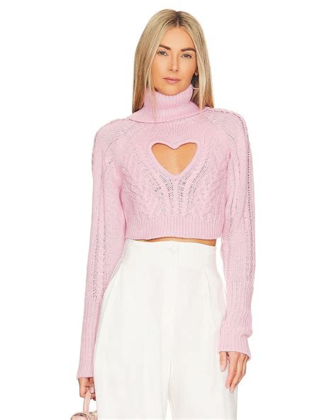 For Love And Lemons Vera Cropped Cut Out Sweater In Pink Lyst