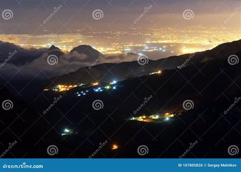 Night Antalya from the Mountain. Stock Photo - Image of sight, high ...