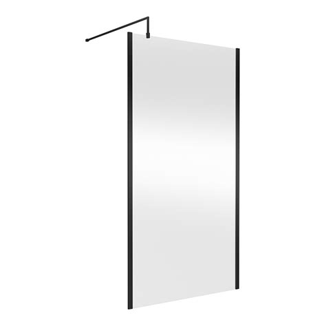 Hudson Reed Wetroom Shower Screen With Matt Black Outer Frame And Support