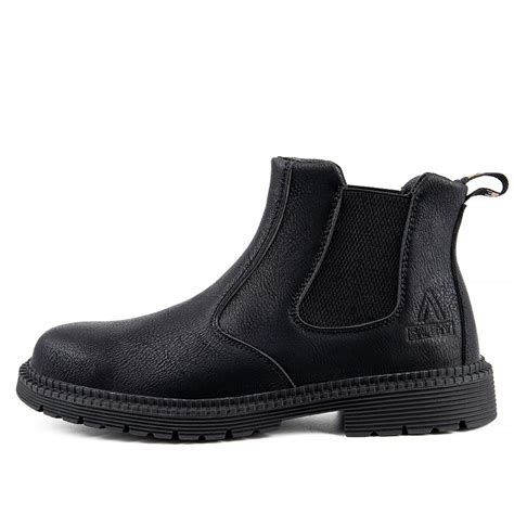 Cyrus Unisex Comfortable Black Steel Toe Work Boots - Twinkle Amber®