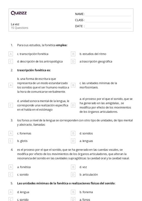 Voz En La Escritura Hojas De Trabajo Para Grado En Quizizz