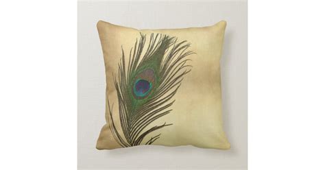 Vintage Look Peacock Feathers Elegant Throw Pillow