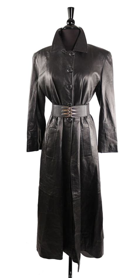 1990s Black Leather Maxi Coat Sleek Minimalist Chic Etsy Maxi Coat Black Leather