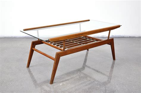 Select Modern Gio Ponti Style Walnut And Glass Coffee Table