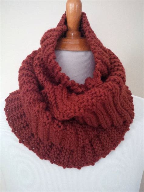 Soft Chunky Wool Infinity Scarf Cowl In Rust Etsy Chunky Wool