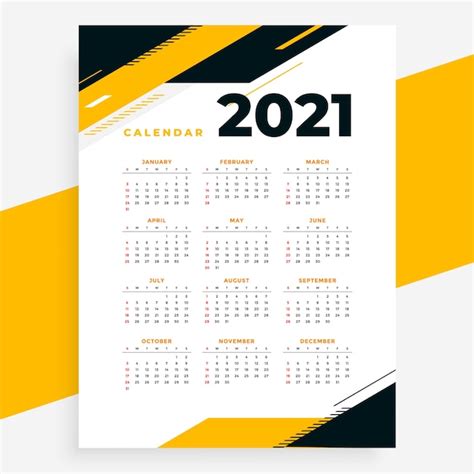 Plantilla De Dise O De Calendario Amarillo Profesional De Estilo