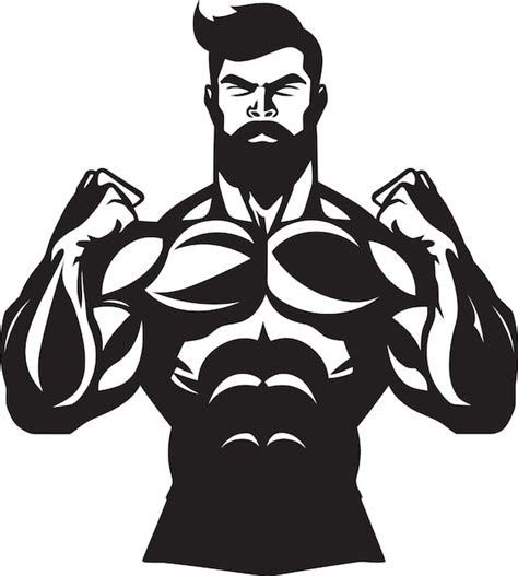 Premium Vector Mighty Muscles Monochromatic Artistry In Flexing Power