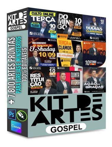 Pack Canva Gospel Cultos Templates Editável 40 Artes Parcelamento sem