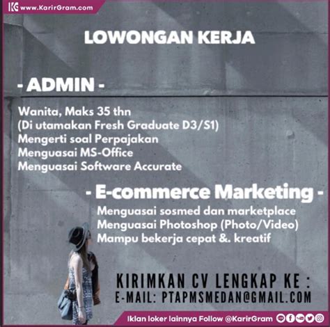 Lowongan Kerja ADMIN Dan E COMMERCE MARKETING Bagi Yang Berminat Dan