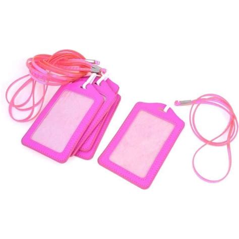 Pcs Office Fuchsia Nom Vertical Nom Id Badge Support W Lanyard