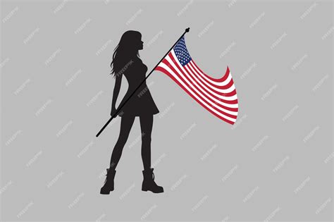 Premium Vector American Girl With American Flag American Girl American Flag Usa United States