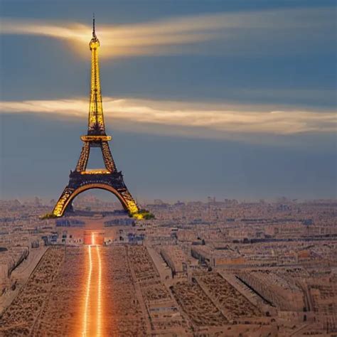 Photo Of Eiffel Tower In Sahara Desert K Realistic Stable