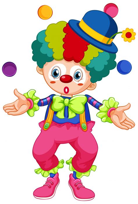 Payaso Feliz Que Hace Juegos Malabares Bolas En Blanco Vector Gratis