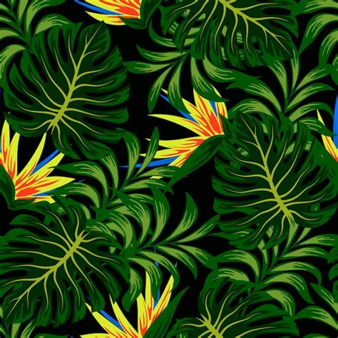 Motif Tropical Sans Soudure Botanique Avec Des Plantes Et Des Feuilles