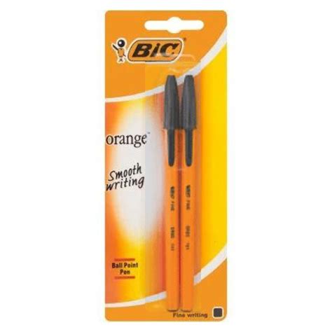 Bic Orange Smooth Writing Ball Point Pen Fine Black 2s Superb Hyper