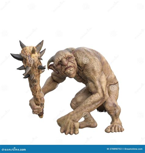 Fantasy Troll Monster From Scandinavian Mythology Holding A Wooden Club