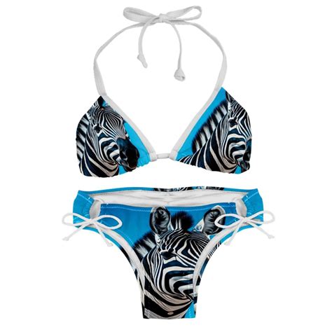 Zebra Detachable Sponge Adjustable Strap Bikini Set Two Pack Swim Suit