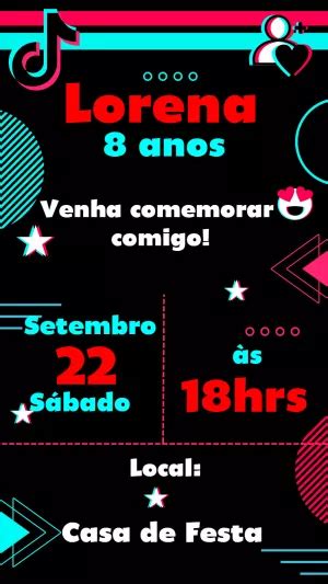 Convite Aniversário Tiktok Edite Grátis Com Nosso Editor Online