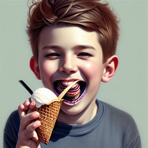 Gráfico Sonriente De Chico Lindo Comiendo Helado · Creative Fabrica