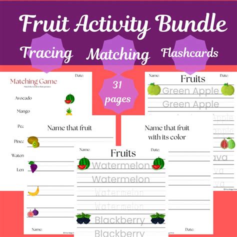 Fruit Spelling Activities Preschool Kindergarten Printable Worksheets