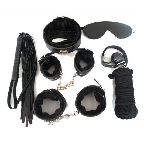 Adult Game Set Handcuffs Gag Clamps Whip Collar Erotic Toy Leather Fetish Sex Bondage Restraint