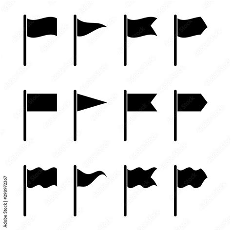 Vector black flag icons set Stock Vector | Adobe Stock