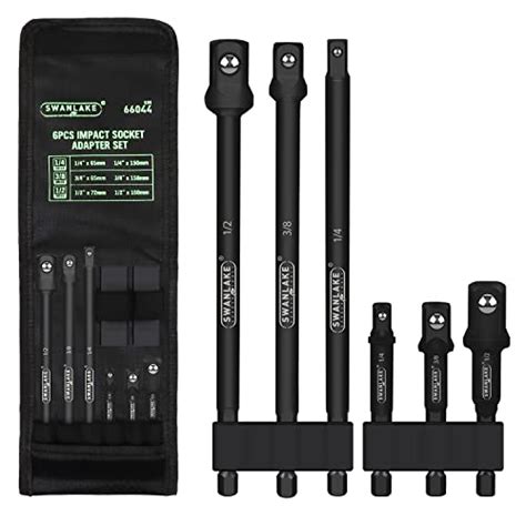 Swanlake 6 Pcs Impact Grade Socket Adapter Set 3 Inch And 6 Inch Hex Shank Impact Driver Socket