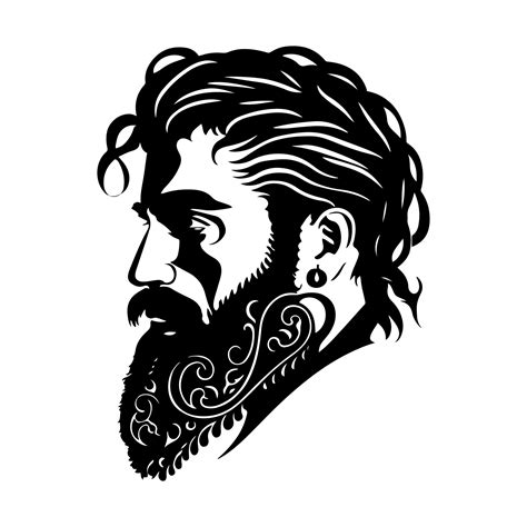 Portrait Of A Manly Man With A Beard And Mustache Vector Illustration