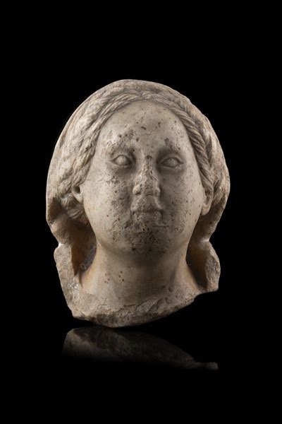 Scultore Del Secolo Xv Volto Femminile Testa In Marmo Bianco H Cm