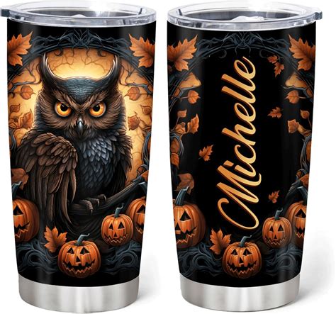 Hyturtle Personalized Owl Lovers Tumbler Owls Print Custom Name Stainless Steel