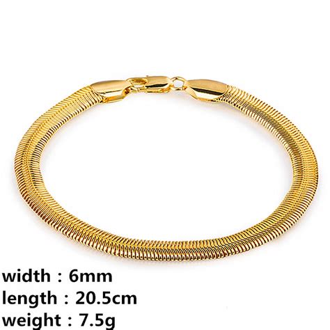 Pulseira Masculina Corrente De Osso De Cobra De Ouro K Mm Pulseira